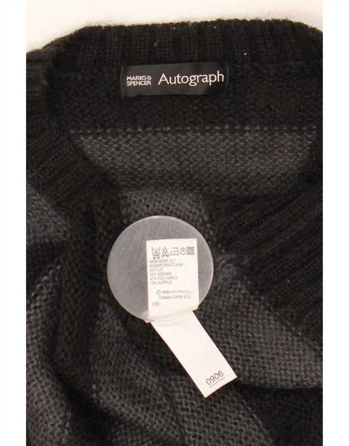 Suéter masculino Marks & Spencer Autograph com zíper e gola listrada preta média