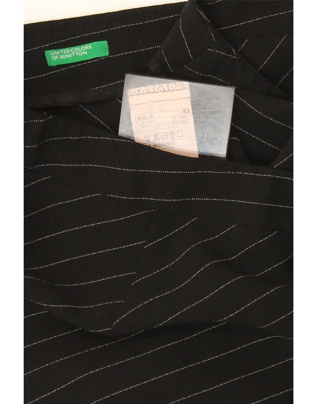 Calça feminina Benetton Bootcut Suit IT 42 Médio W28 L32 Riscas Pretas