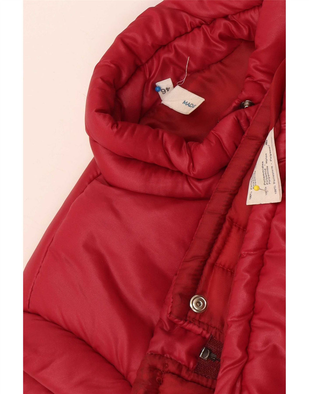 Colete acolchoado feminino vintage IT 46 grande poliamida vermelha