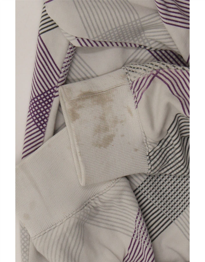 Sergio Tacchini moletom com capuz feminino UK 8 pequeno xadrez branco