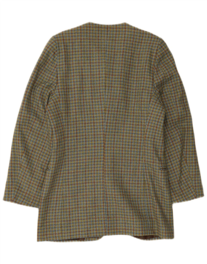 Jaqueta blazer feminina de 3 botões Henry Cottons IT 42 lã de guingão verde médio