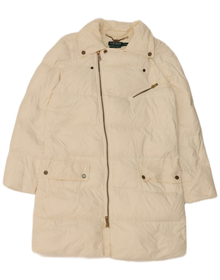 Casaco acolchoado feminino Ralph Lauren UK 14 médio off white nylon