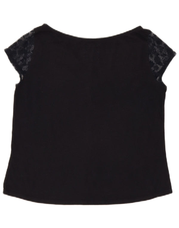 Blusa feminina Hollister UK 14 médio azul marinho floral