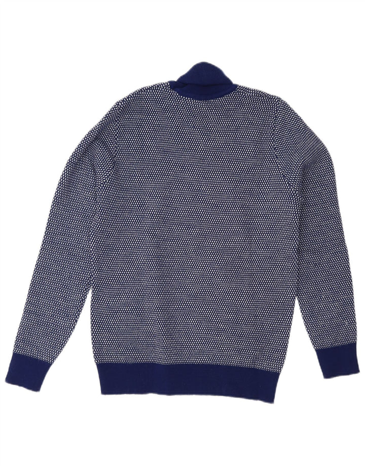 Suéter feminino vintage com gola redonda Reino Unido 14 azul marinho médio