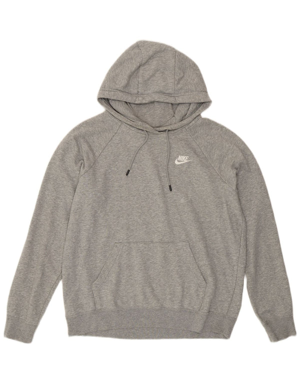 NIKE Womens Hoodie Jumper UK 14 Médio Cinza Algodão