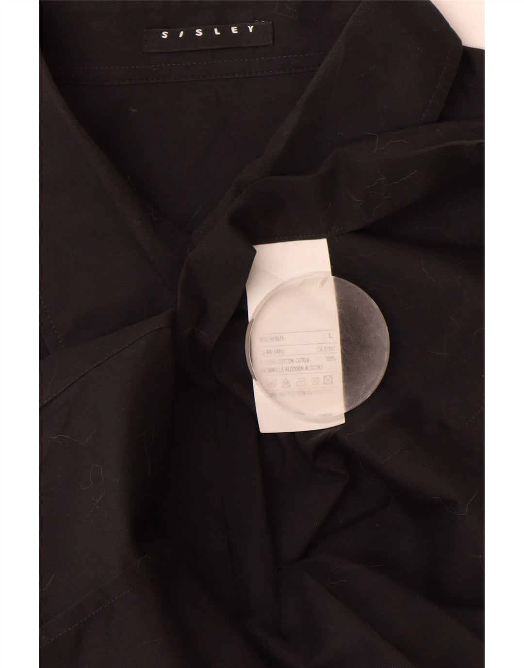 Camisa feminina Sisley UK 14 grande algodão preto