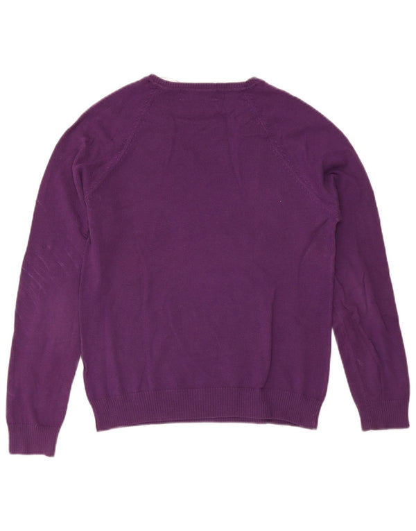 Suéter feminino Zara com decote em V UK 18 XL algodão roxo