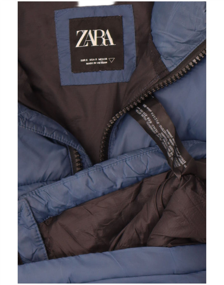 Jaqueta acolchoada masculina Zara UK 36 poliéster azul marinho pequeno