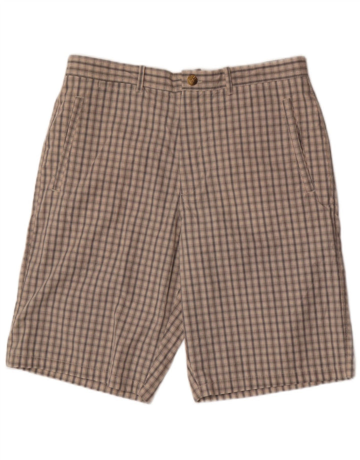 Shorts chino masculino Marks & Spencer W34 grande algodão xadrez bege