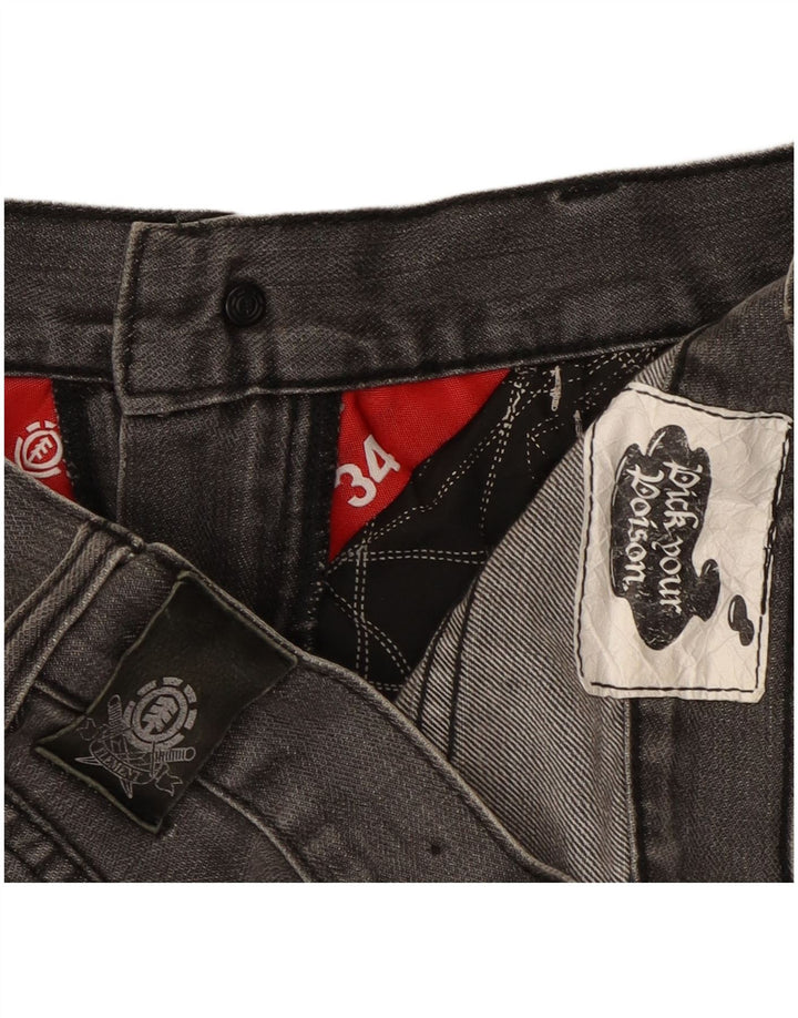 Element Mens Straight Jeans W34 L33 Cinza Algodão