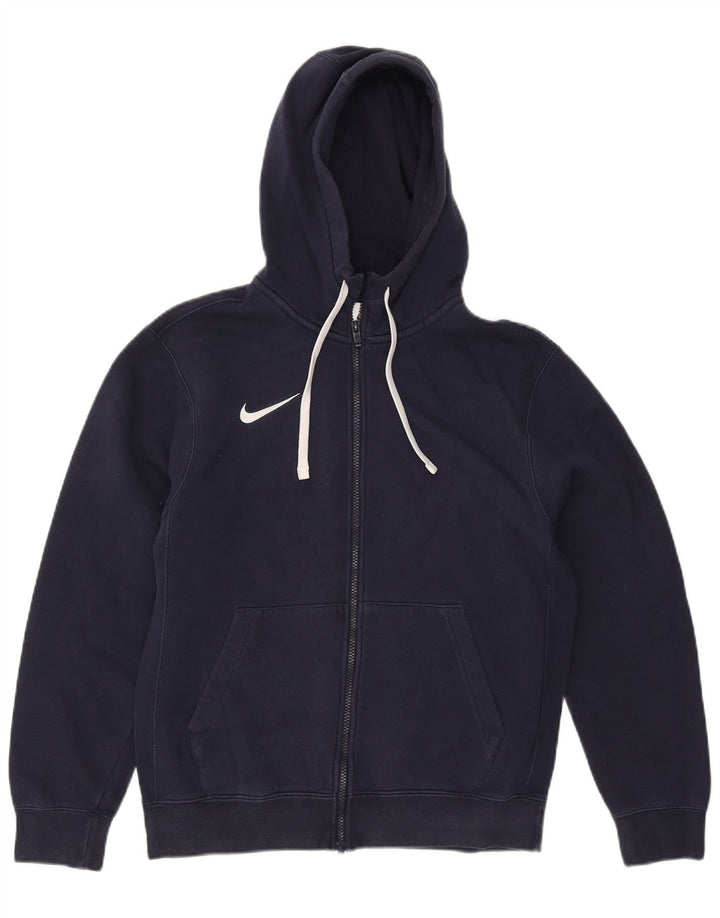 Suéter Nike masculino com capuz e zíper pequeno algodão azul marinho