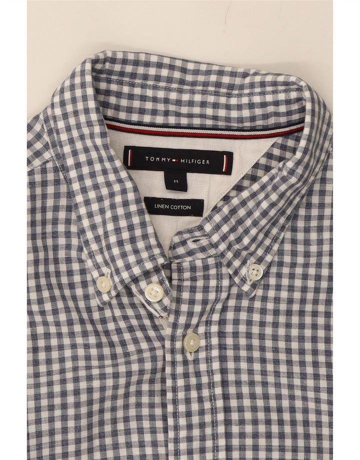 TOMMY HILFIGER Mens Shirt Medium Blue Gingham Linen Vintage Tommy Hilfiger and Second-Hand Tommy Hilfiger from Messina Hembry 