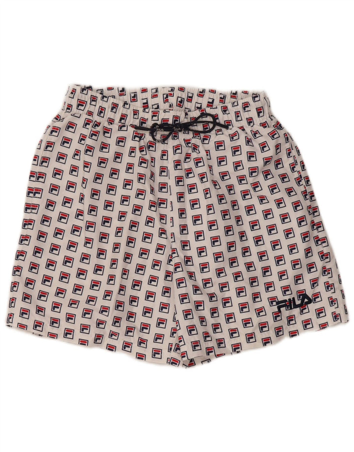 Shorts de natação masculino FILA Graphic XS poliéster branco