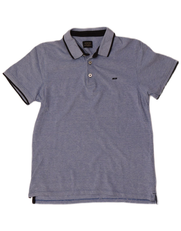 Camisa polo masculina Jack & Jones Regular Fit algodão azul médio