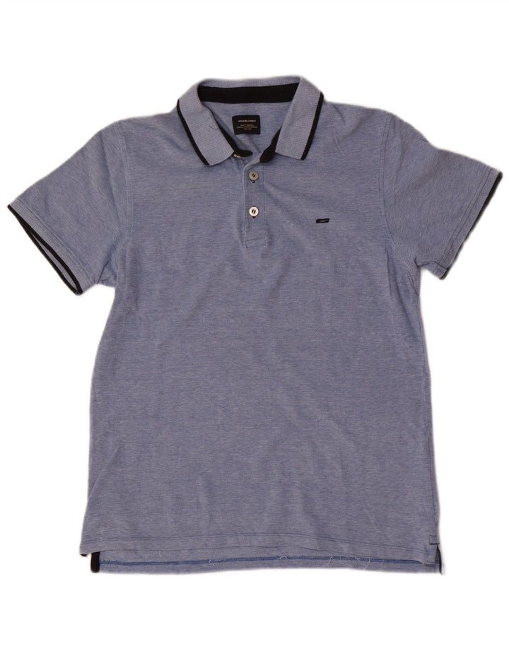 Camisa polo masculina Jack & Jones Regular Fit algodão azul médio
