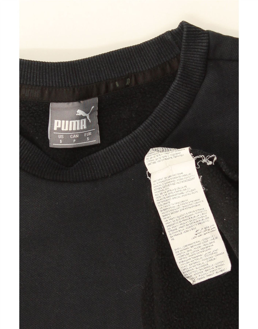 Puma moletom feminino oversized jumper UK 10 pequeno algodão preto