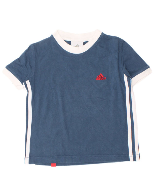 Camiseta Adidas Meninos 4-5 Anos Azul Colorblock Algodão