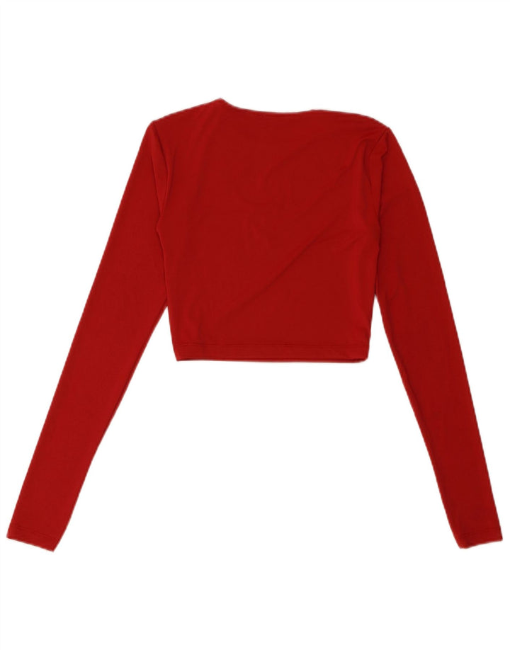 Zara Womens Crop Top Manga Longa Reino Unido 8 Pequeno Vermelho Poliamida
