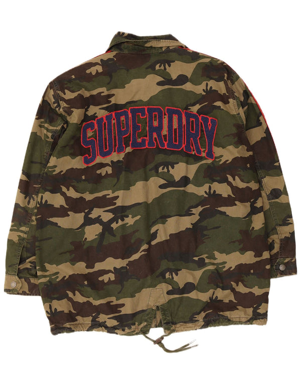 Jaqueta militar gráfica feminina Superdry UK 12 camuflagem cáqui média
