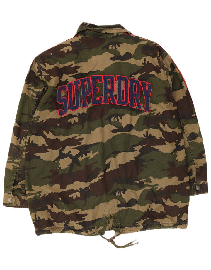 Jaqueta militar gráfica feminina Superdry UK 12 camuflagem cáqui média