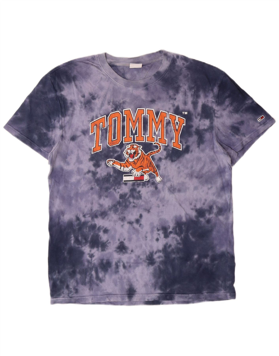 Camiseta masculina TOMMY HILFIGER com estampa gráfica grande de algodão tie-dye azul