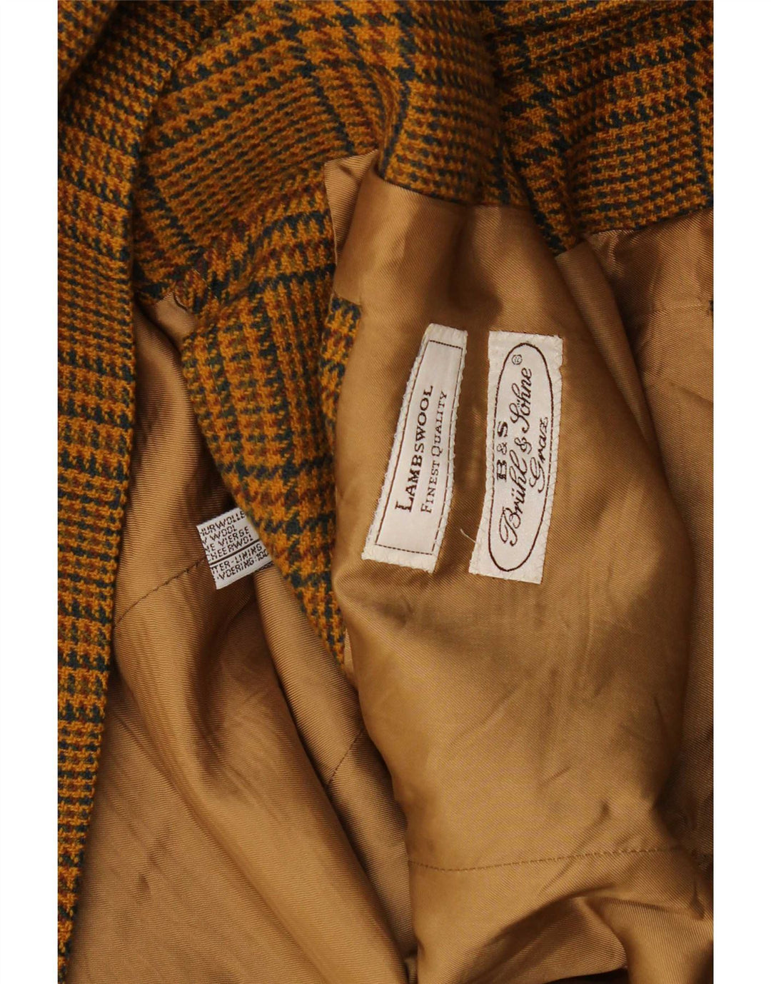 Jaqueta blazer masculina vintage com 2 botões UK 40 grande marrom houndstooth lambswool