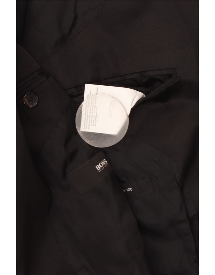 Jaqueta blazer masculina Hugo Boss com 1 botão Reino Unido 50 grande lã virgem preta