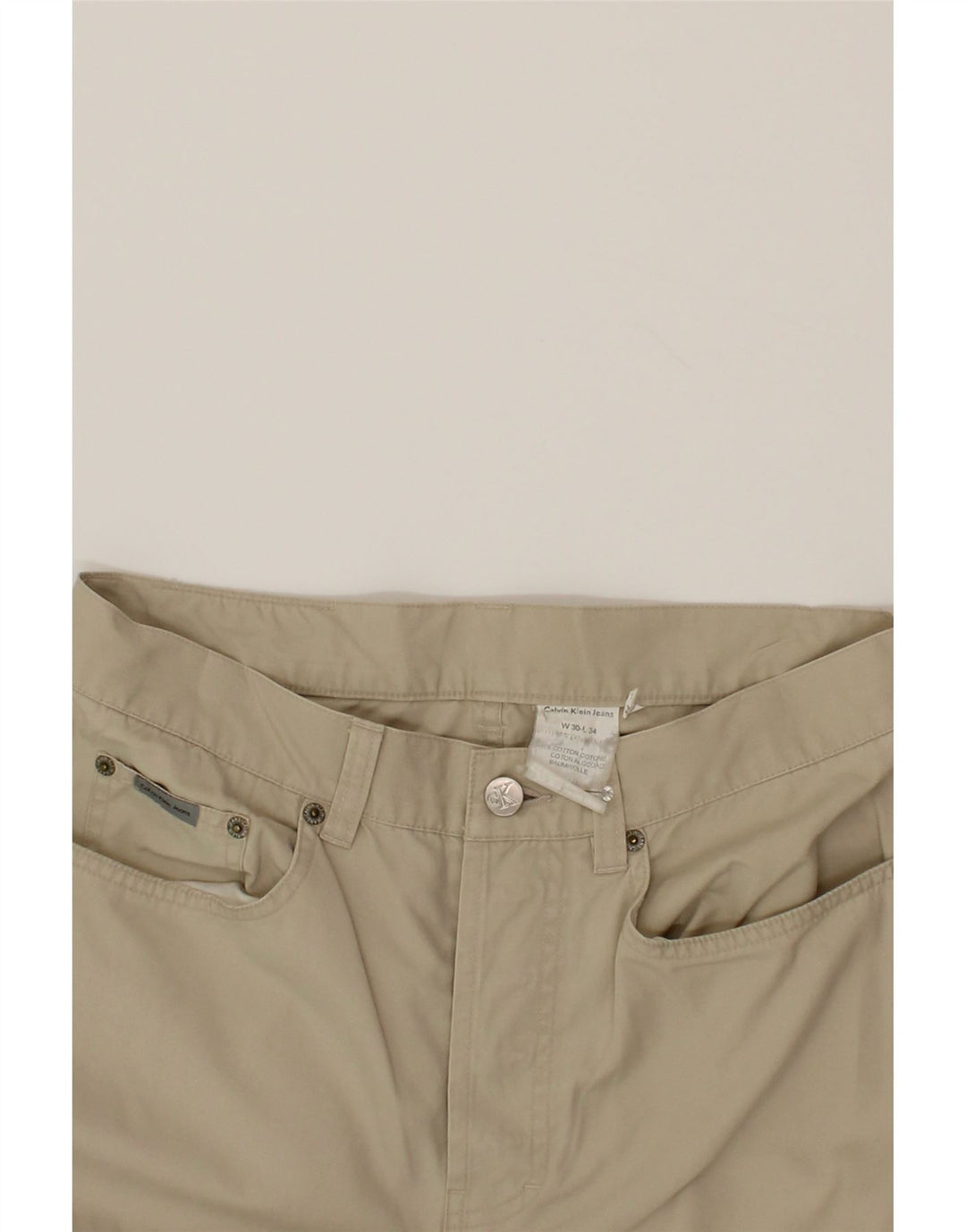 CALVIN KLEIN Mens Straight Casual Trousers W30 L34  Beige Cotton Vintage Calvin Klein and Second-Hand Calvin Klein from Messina Hembry 