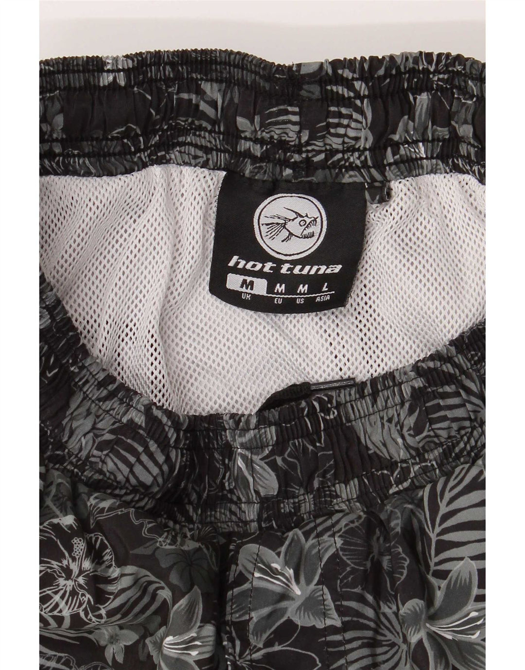 Shorts de natação masculinos Hot Tuna poliéster floral preto médio