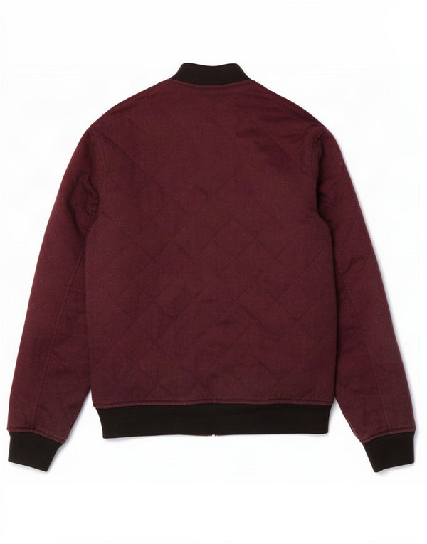 Zara Mens Bomber Jacket UK 36 Pequeno Borgonha Colourblock Poliéster