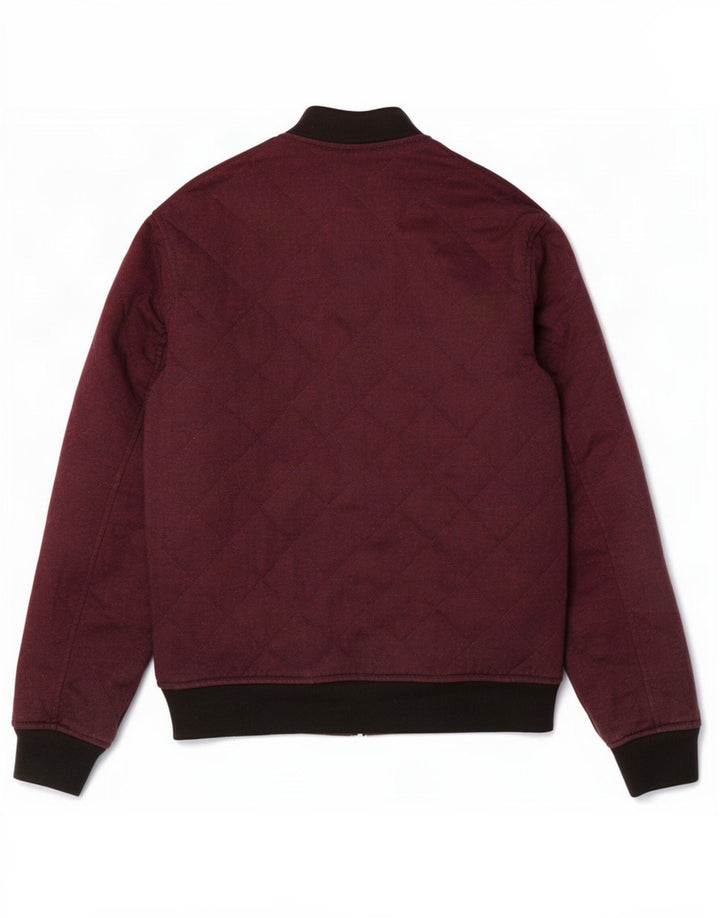 Zara Mens Bomber Jacket UK 36 Pequeno Borgonha Colourblock Poliéster