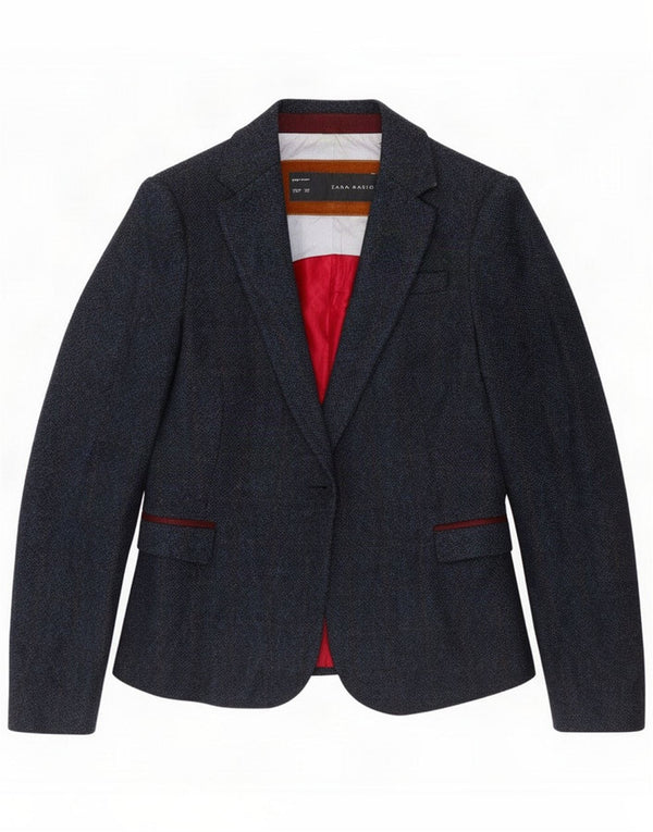 Zara Jaqueta blazer feminina de 1 botão Reino Unido 10 pequeno azul marinho