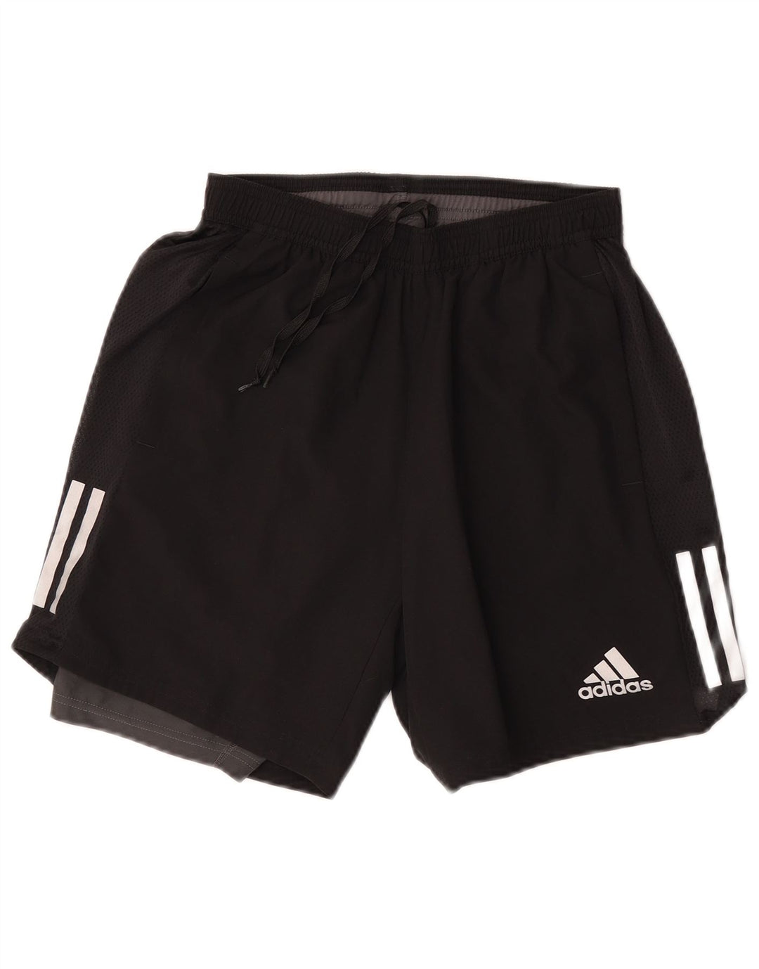 Adidas Mens Running Sport Shorts Pequeno Poliéster Colorblock Preto
