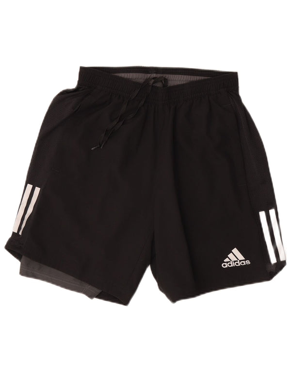 Adidas Mens Running Sport Shorts Pequeno Poliéster Colorblock Preto
