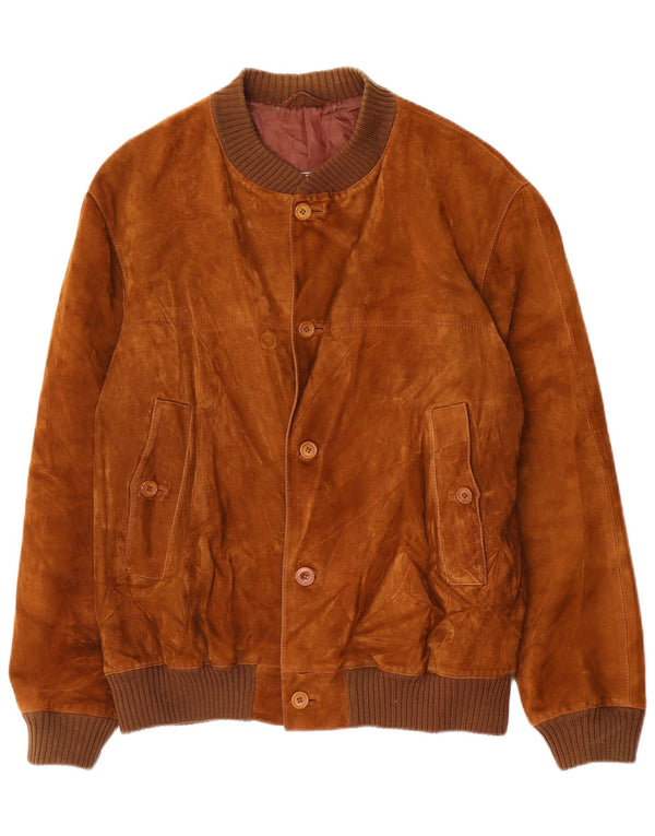 Jaqueta bomber masculina vintage de camurça IT 54 2XL marrom