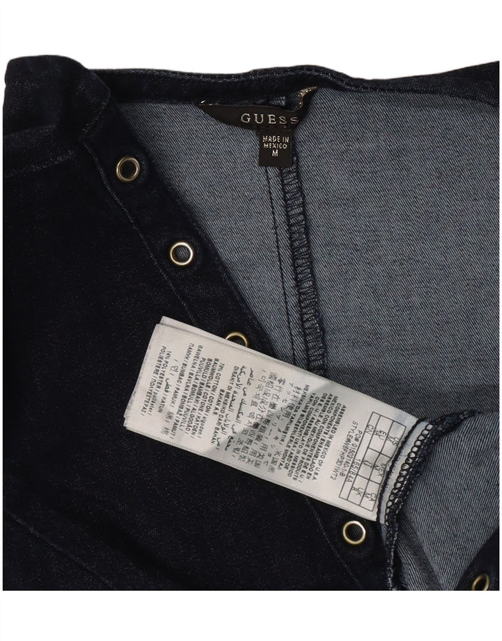 Guess Top feminino jeans curto Reino Unido 12 algodão azul marinho médio