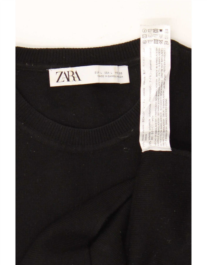Zara Womens Crop Top UK 14 Grande Viscose Preta