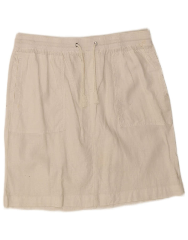 Saia reta feminina Marks & Spencer Reino Unido 14 grande W32 linho branco