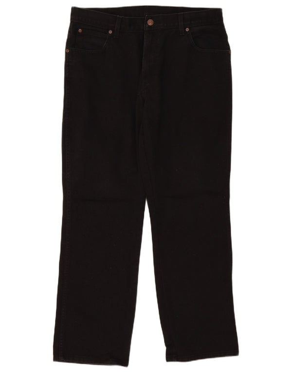 Wrangler Mens Regular Fit Straight Jeans W36 L30 Algodão Preto