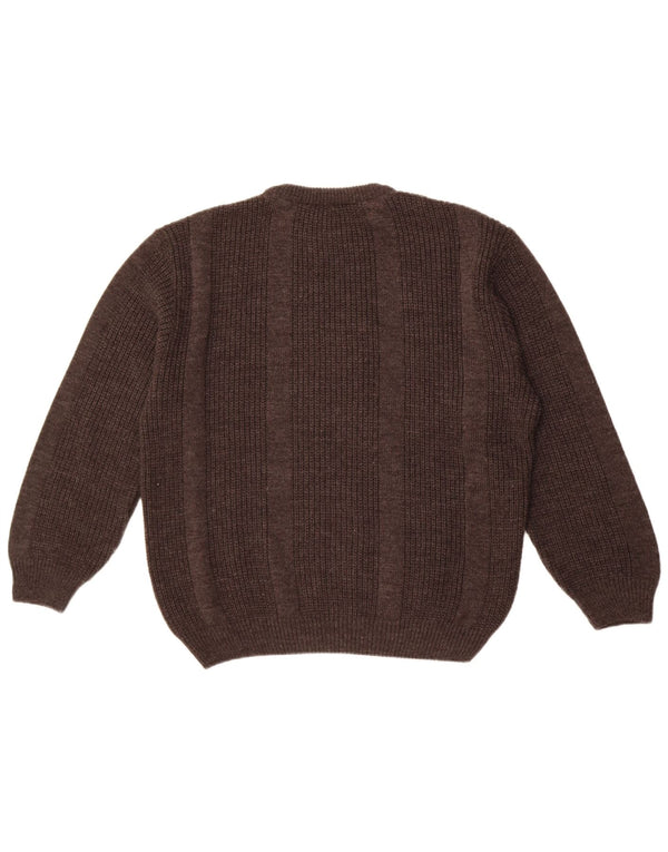 Suéter masculino Barisal com ajuste solto e gola redonda, cinza médio poliacrílico