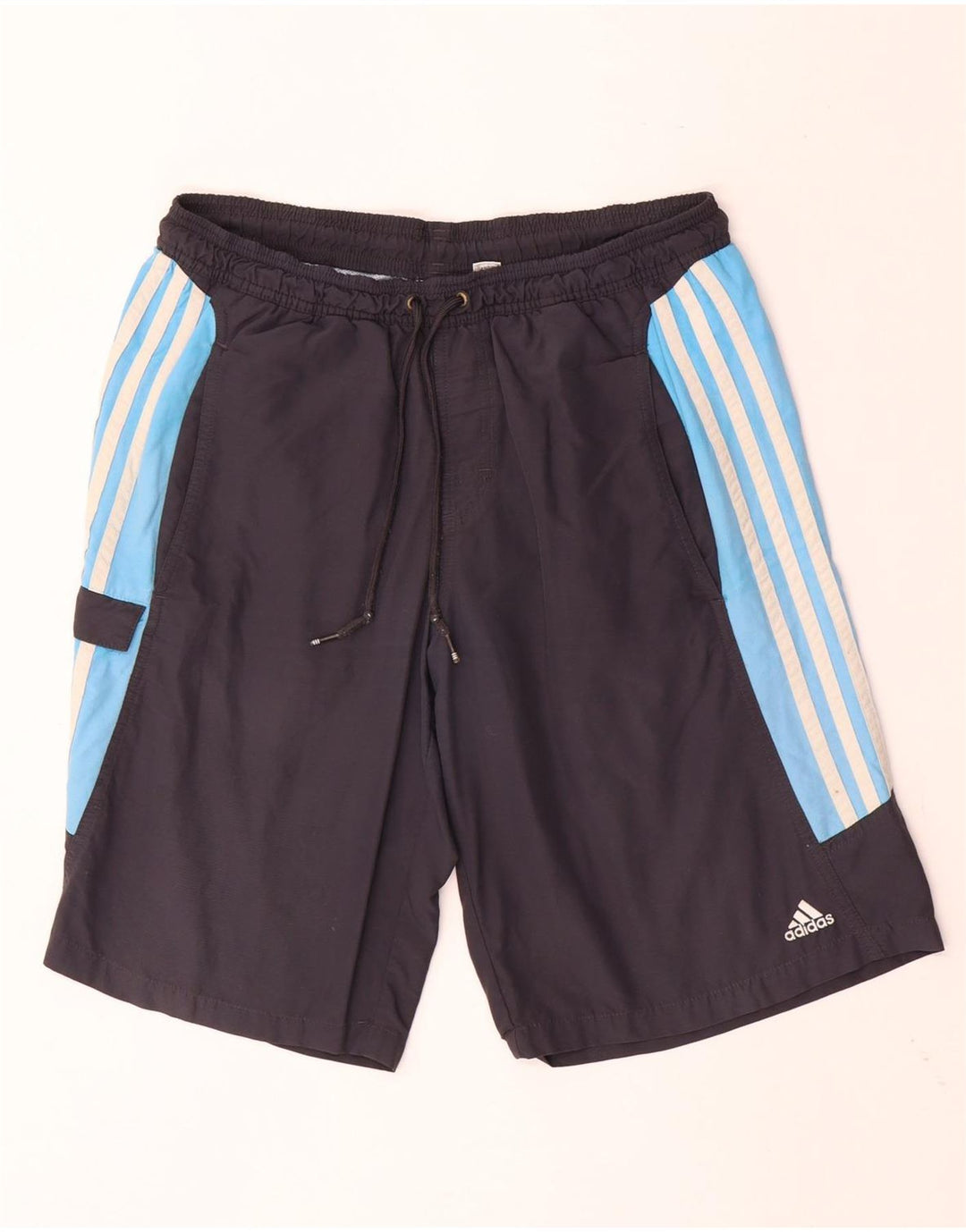 Shorts esportivos masculinos ADIDAS médio azul marinho colorblock poliéster