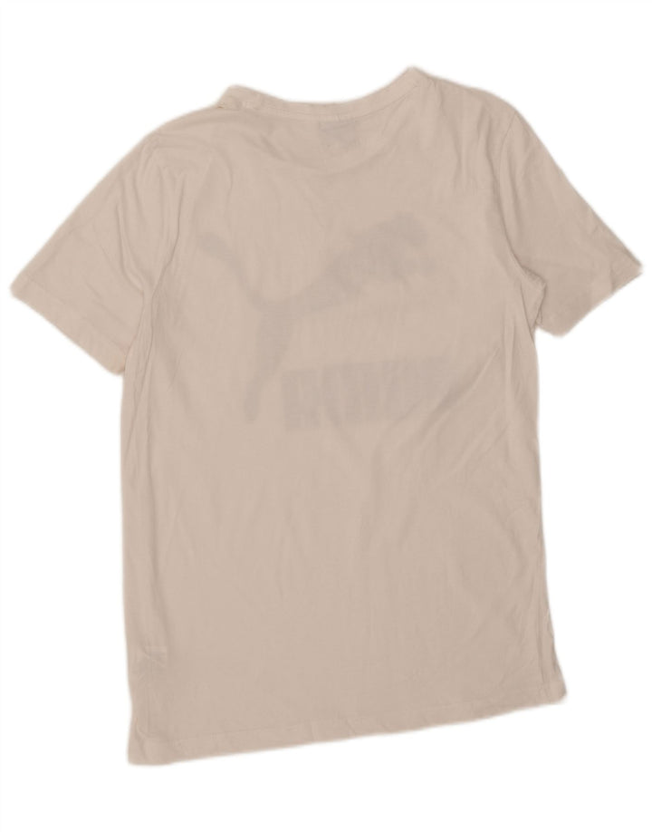 Puma Mens Graphic T-Shirt Top Pequeno Algodão Branco