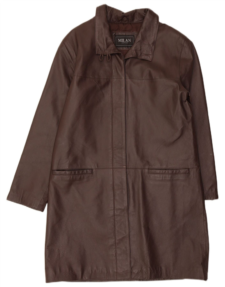 Casaco de couro feminino MILAN Reino Unido 14 grande couro marrom