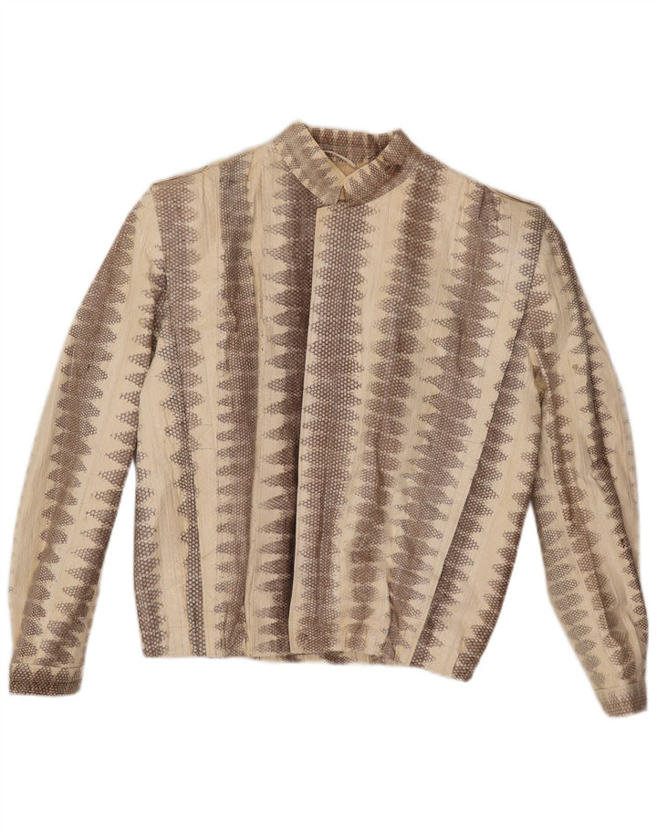 Jaqueta de couro masculina Lee Sands UK 40 grande bege estampa animal