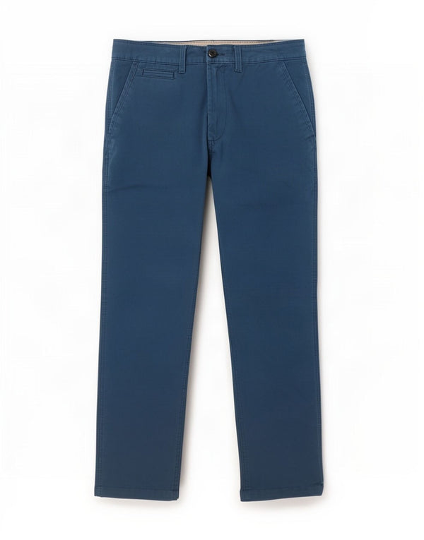 Calça chino reta masculina Marks & Spencer W32 L31 algodão azul