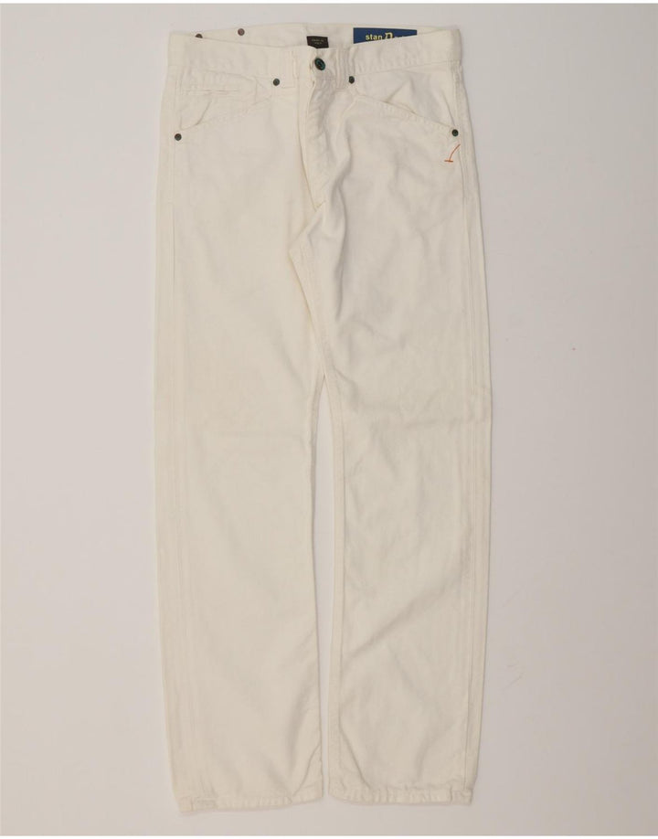Dondup Mens Stan Dart Straight Jeans W33 L32 Algodão Branco