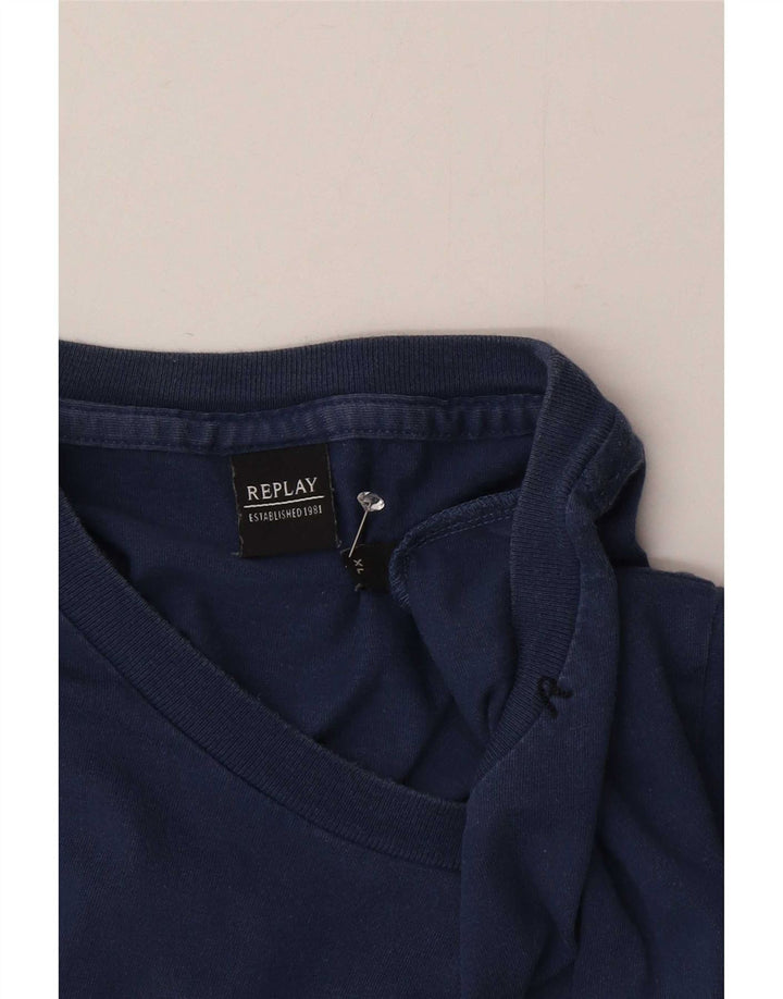 Camiseta masculina Replay Top XL azul marinho