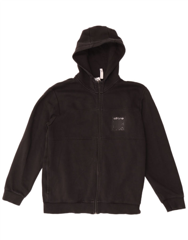 Adidas masculino zip moletom com capuz médio algodão preto