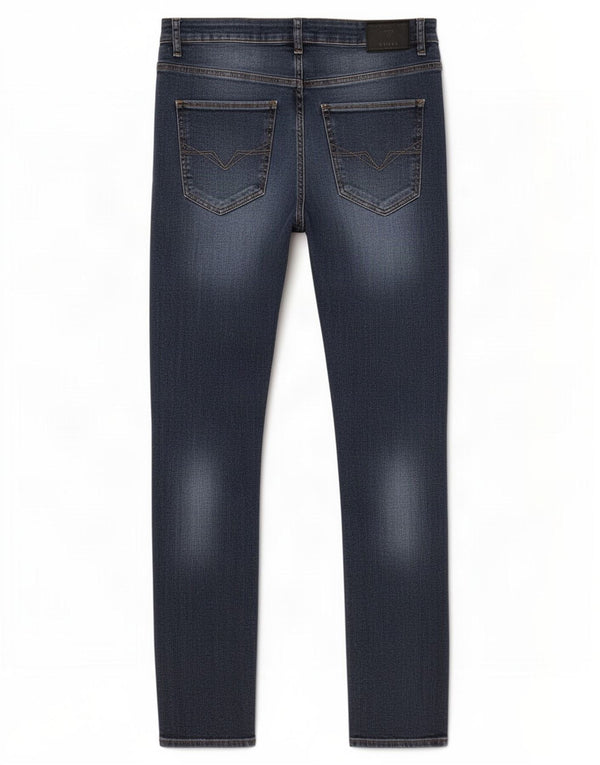 Guess Jeans skinny masculino desgastado W32 L30 azul marinho algodão
