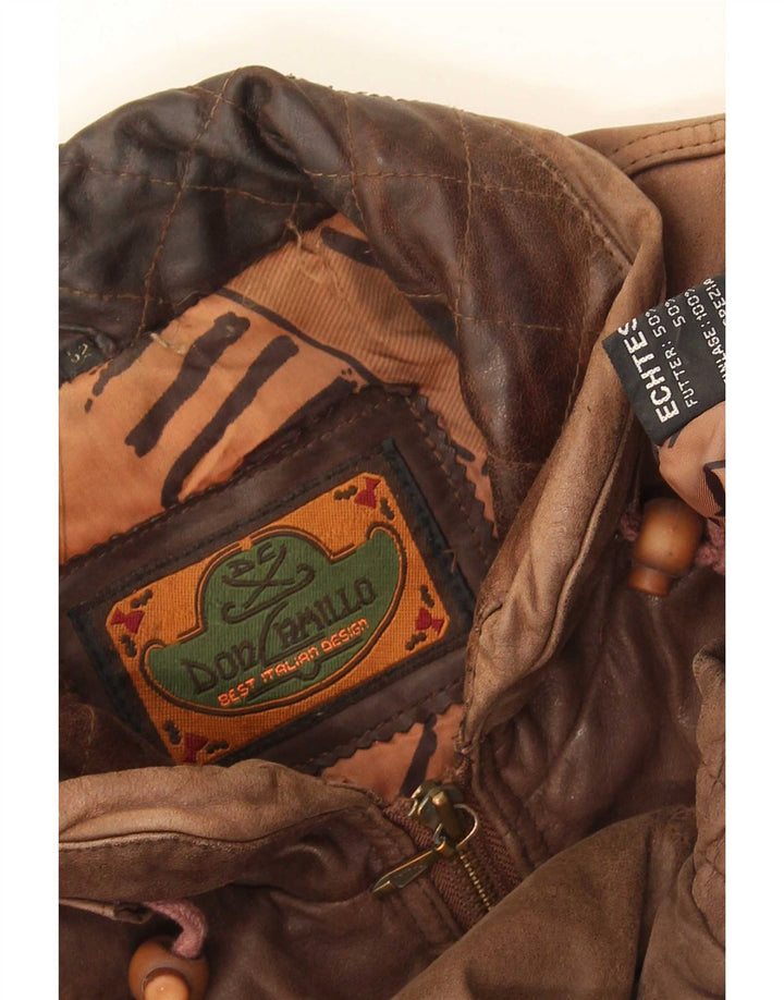 Jaqueta de couro masculina Don Camillo IT 52 XL marrom